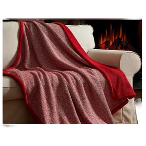 Fireside 50" x 60" Red Heathered and Fleece Throw Blanket NWT